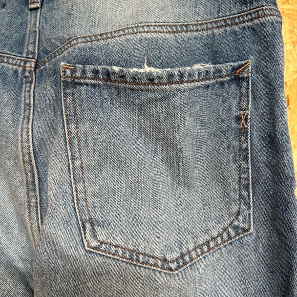 Express Women’s Jeans Size 6 Straight Ankle High Rise Distressed Denim Blue - Picture 9 of 15